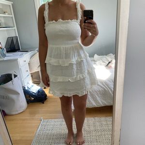 White Ruffle Mini Dress